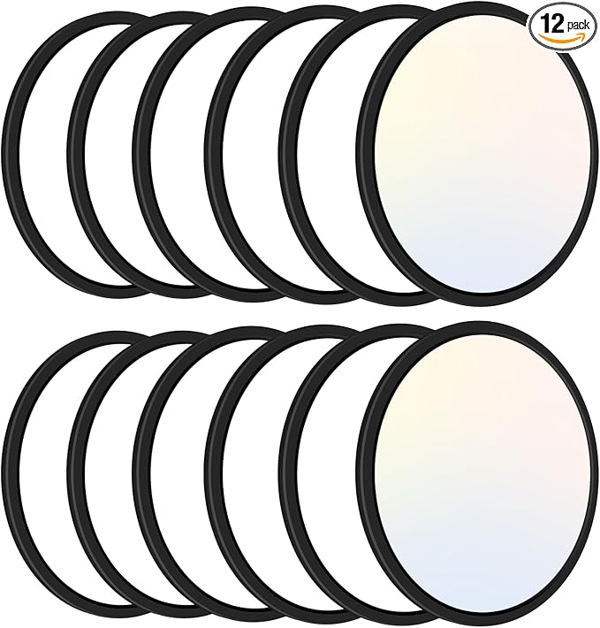 zemty 12Pack 12 Inch LED Flush Mount Ceiling Light, Super Slim 28W 3200lm LED Ceiling Light, 3 Color Temperature in One 3000k/4500k/6000K Round Light Fixture for Bedroom, Kitchen, Dining Room (Black)