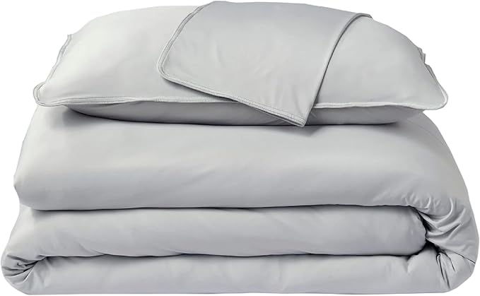 SHEEX Original Performance Cooling Duvet Cover Set, Lightweight Full/Queen Duvet Cover with 2 Standard Pillow Shams, Pearl Blue