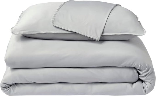 SHEEX Original Performance Cooling Duvet Cover Set, Lightweight Full/Queen Duvet Cover with 2 Standard Pillow Shams, Pearl Blue