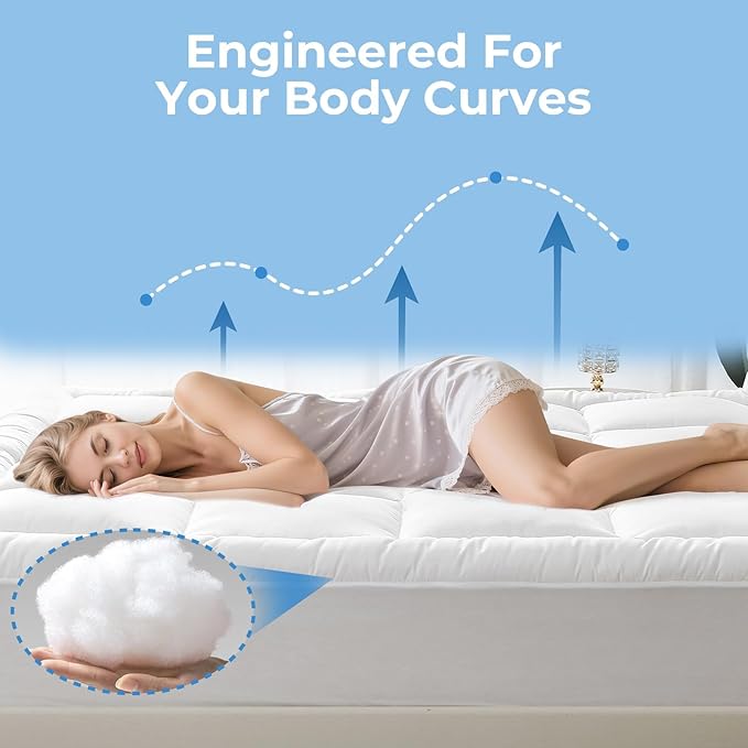 YUGYVOB Twin XL Mattress Topper -600GSM Extra Thick Cooling & Breathable Mattress Pad with Deep Pocket 8"-21" & Soft Down Alternative Filling, White