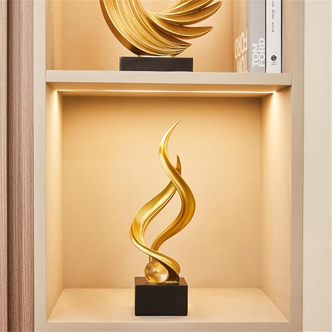 AWNR Abstract Art Deco Decor Statues for Home,Shelves,Table,Living Room, Dining Room,Modern Sculpture Decoraciones of Homes for Sale (Gold C)