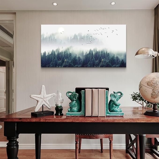 MHARTK66 Ethereal Landscape Mountain landscape painting-Canvas Wall Art for Living Room - Bedroom Wall decor-Modern Home Decor office wall decorations Stretched and Framed Ready to Hang 20" x 40"inch