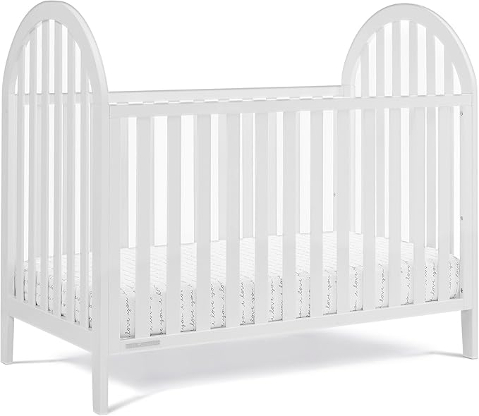 Delta Children Milano 4-in-1 Convertible Crib - Greenguard Gold Certified, Bianca White