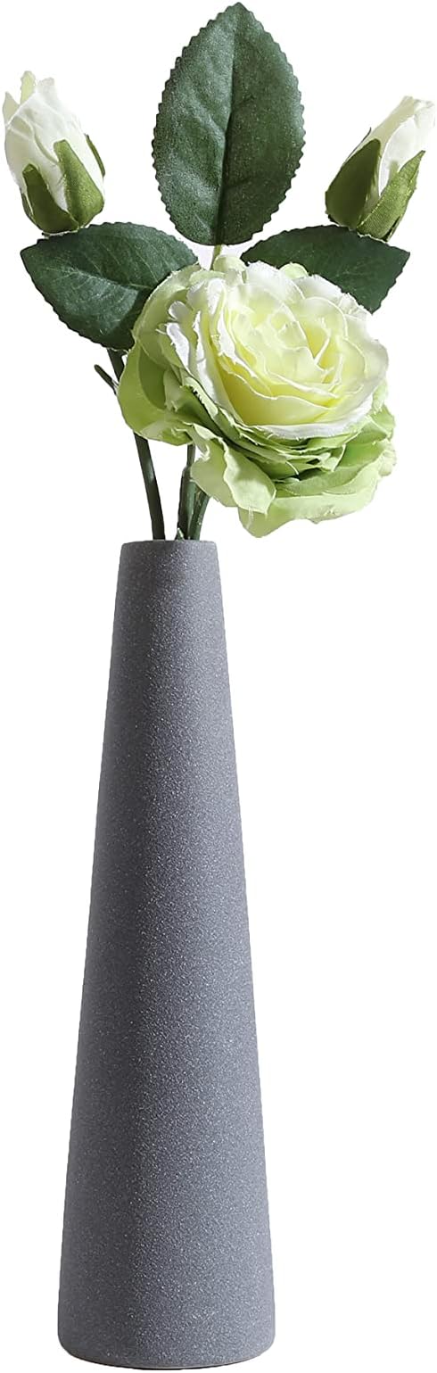 Ceramic Vase, Modern Home Decor Ceramic Vase, Frosted Porcelain Vase, Grey Minimalist Vase,Living Room Decoration，Ideal Shelf, Best Decoration. (Grey)
