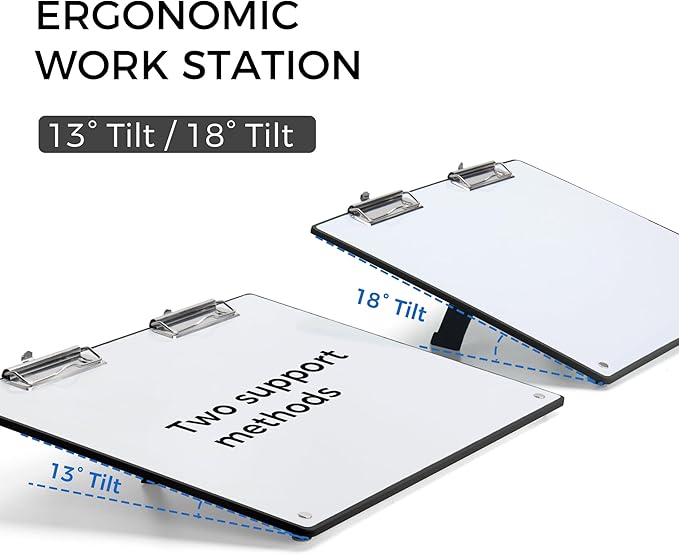 Large A3 Writing Easel Desk Adjustable Dry Erase, Keyboard Stand for Desk, Learning Portable Clipboard Magnetic, White Board Dry Erase Wall Hangable, Slant 13°/18° for teachers & Students, Black Frame