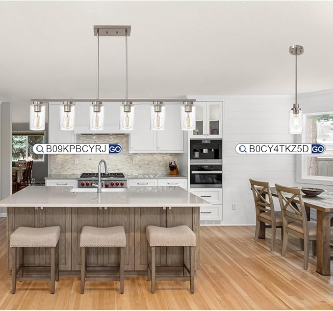 Pendant Light Fixture in Brushed Nickel Finish, 1-Light Modern Hanging Lighting Over Table, Adjustable Kitchen Island Lighting for Hallway Bedroom Office Bar Farmhouse