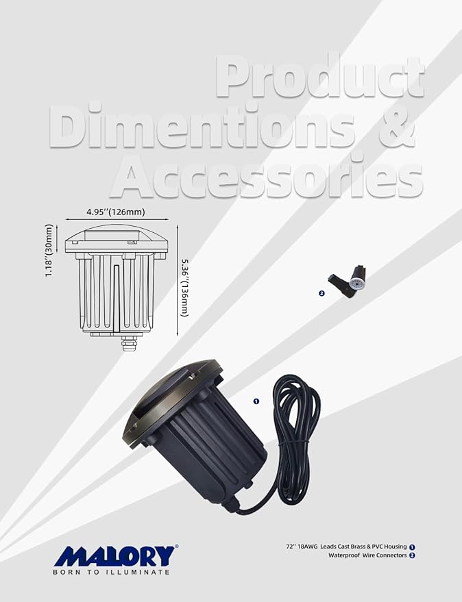 MALORY Brass Top Cover Landscape Well Lights,(5‘’H) 12V Low Voltage Outdoor In Ground Lights,Landscape Lighting for Pathway, Driveway and Garden (One-Direction Turret, 4-Pack Without Bulb)