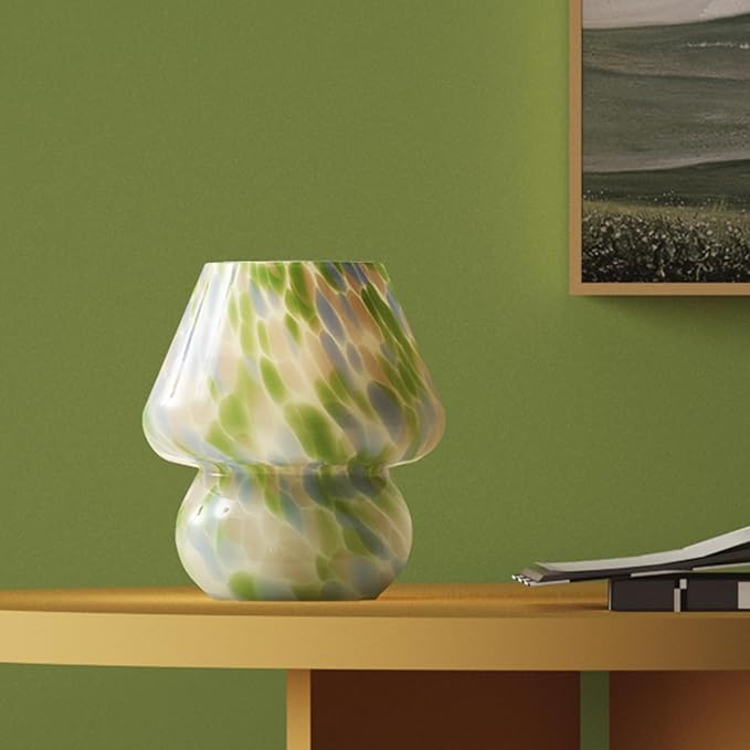 Mushroom Lamp Table Lamp for Bedroom,Small Desk Bedside Lamps for Living Room,Mushroom Decor Cute Mini Modern Mid Century Lamps for Night Stands,Aesthetic Home Living Room Decor(Green)
