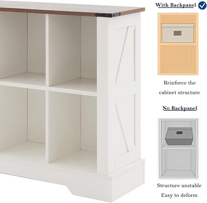 6 Cube Storage Organizer, 2 Tier Bookshelf, Vintage Wood Bookcase with Led Lights, Toy Storage Shelf, Wall Cube Shelves for Bedroom, Kids, Home Office, Living Room (White, 6)