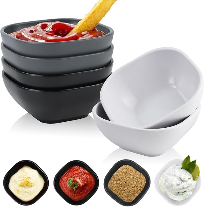 6 pack small wheat straw bowls 5oz,alternative plastic dipping bowls,unbreakable dessert bowls microwave and dishwasher safe for dessert,sushi,condiment (Classic Series)