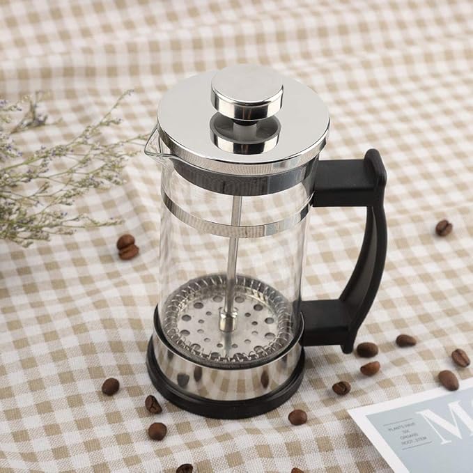 French Press Coffee Maker, 304 Stainless Steel Coffee Press, 350 ml Household Glass Coffee Pot, Tea Maker,Heat Resistant Sturdy, Easy to Clean
