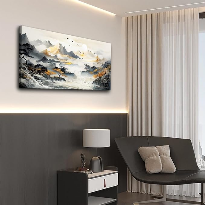 Lapremoly Large Size Wall Art For Living Room Wall Decor For Office Bedroom Wall Decor Abstract Mountain Landscape Canvas Prints Wall Painting Artwork Modern Ready To Hang Home Decorations 20"X40"