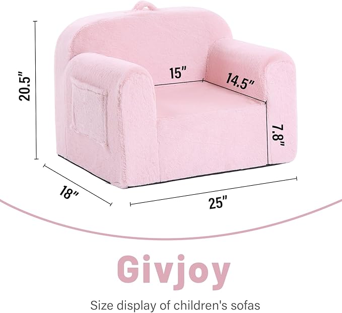 Toddler Chair Plush Kids Couch, Comfy Kids Sofa Toddler Lounger Chair for Bedroom, Convertible Toddler Couch for Girls and Boys, Reading Chair for Kids