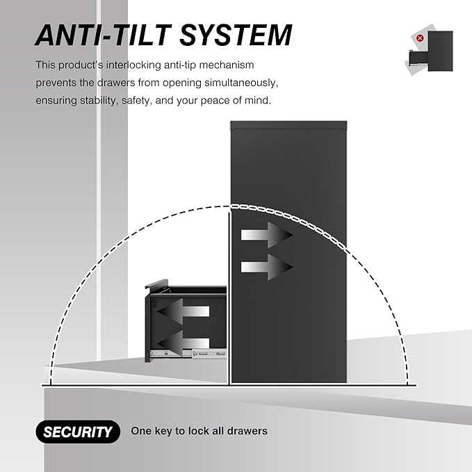 3 Drawer File Cabinet with Lock, Metal Filing Cabinets, Vertical Small Filing Cabinet Steel Lockable Storage Cabinets for Home Office to Organization Hanging Letter/Legal/F4/A4