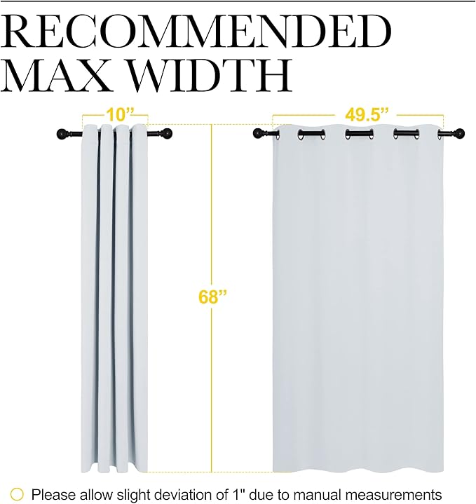 NICETOWN Room Darkening Draperies Curtains Panels, Window Treatment Thermal Insulated Grommet Room Darkening Curtains/Drapes for Bedroom (Greyish White, 2 Panels, 55 by 68)