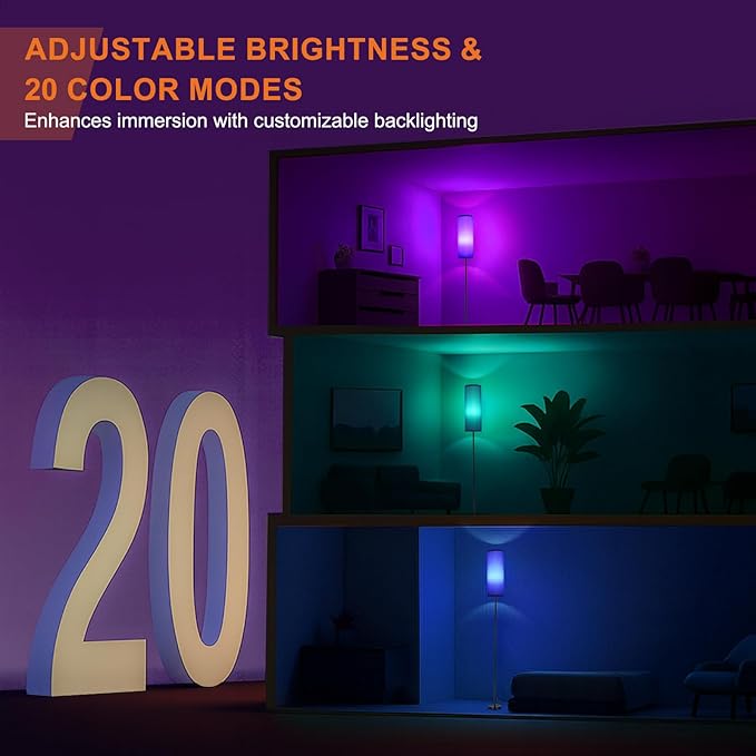 FRIDEKO HOME Pink Shade Floor Lamp with RGB Music Sync, 16 Million Colors & Stepless Dimming 2700K-6500K, 3CCT, 800LM LED Bulb with App & Remote, Modern Standing Light for Living Room, Bedroom, Office