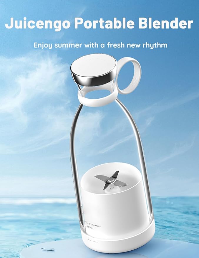 JuiceNGobrand - JuiceNGo Portable Blender, Cordless Juice N Go Portable Blender for Smoothies, Smoothie Blenders with Stainless Steel Blades for Shakes and Smoothies (White)