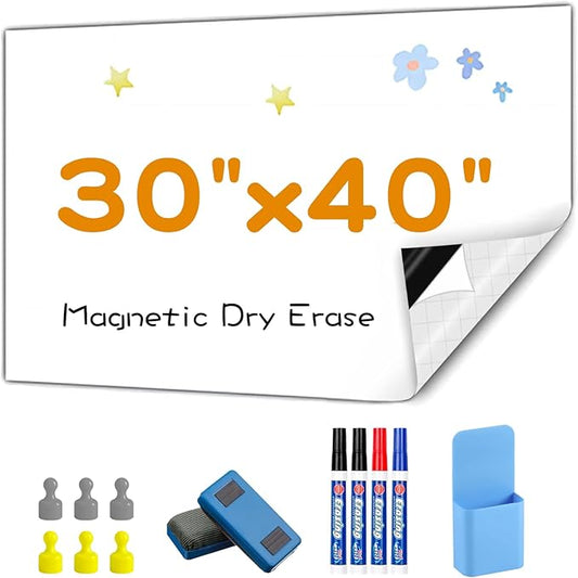 Magnetic Whiteboard Contact Paper, 30" x 40" Stick on Magnetic Dry Erase White Board Sticker on Wall, Easy to Write for Kids Drawing, School, Office, Kitchen Fridge