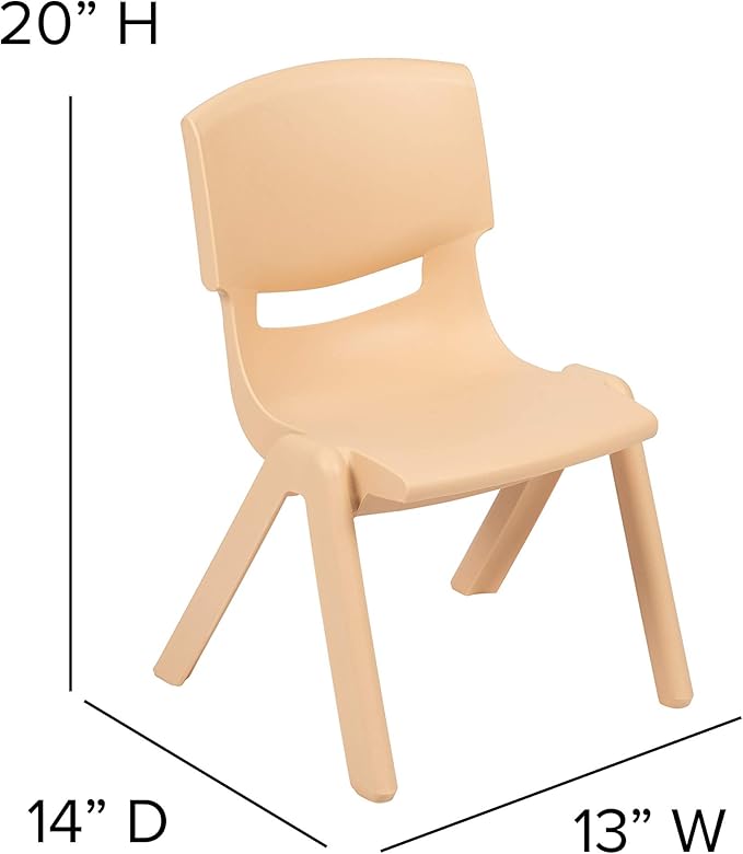 EMMA + OLIVER 2 Pack Natural Plastic Stackable School Chair with 10.5" H Seat, Preschool Chair