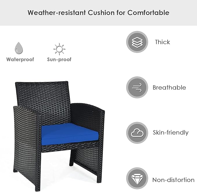 Tangkula 4 Pieces Patio Wicker Conversation Furniture Set, Patiojoy Sofa & Table Set w/4 Seats, Outdoor Rattan Sofa Set for Balcony Backyard, Wicker Chair Set with Tempered Glass Coffee Table