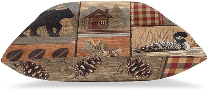 BETGINY Western Pillows Cover 22 x 22 Inch Pack of 2, Rustic Wildlife Cabin Bear Deer Throw Pillows Cover Linen Square Cushion Animal Pillowscase for Bedroom Home Sofa Decoration