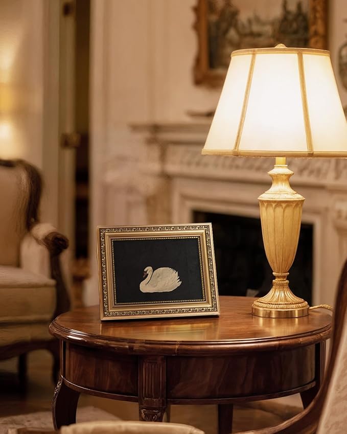 VIYYIEA Gold Framed Wall Art, Grace Swan Canvas Print Home Decor Vintage Art Painting Picture Bathroom Wall Decor, Animals Artwork for Living Room Bedroom Kitchen Office - 10L x 8W