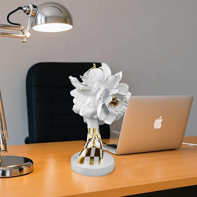 African Statues for Home Decor, Sculptures Decorations for Living Room, 11'' African Lady Art Bust Figurines, African Modern Aesthetic Ornament for Shelf and Tables, Décor Accents Gifts for Women