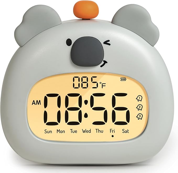 Koala Relaxation Alarm Clock, Forest Night Light, USB-C Fast Charge, 3 Alarms & Timer, Mindfulness Bedroom Decor Gift for Boys, Girls, Tenns