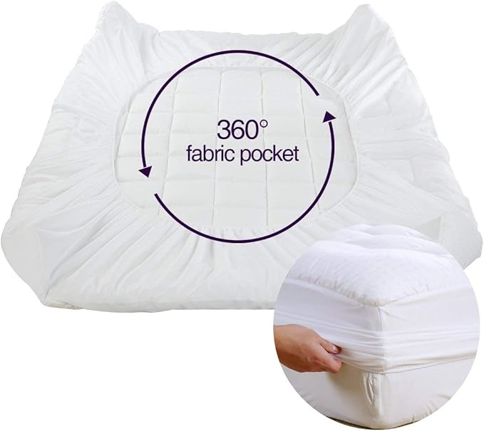 EASELAND RV King Mattress Pad Pillow Top Mattress Cover Quilted Fitted Mattress Protector Cotton Top 8-21" Deep Pocket Cooling Mattress Topper (72x80 Inches, White)