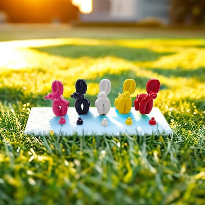 Balloon Dog Mini Poop Dog Decoration Desktop in Living Room Art Animal Small Statue Bookshelf Cute Puppy Decor (Black)