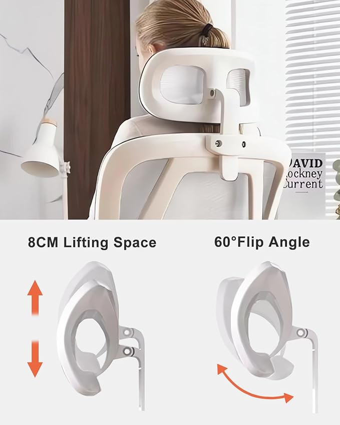 Office Chair Mesh Desk Chair, Ergonomic High-Back Rolling Gaming Work Chairs with Wheels and Adjustable Headrests,Comfortable Flip-up Arms for Home,Bedroom,Study Gaming