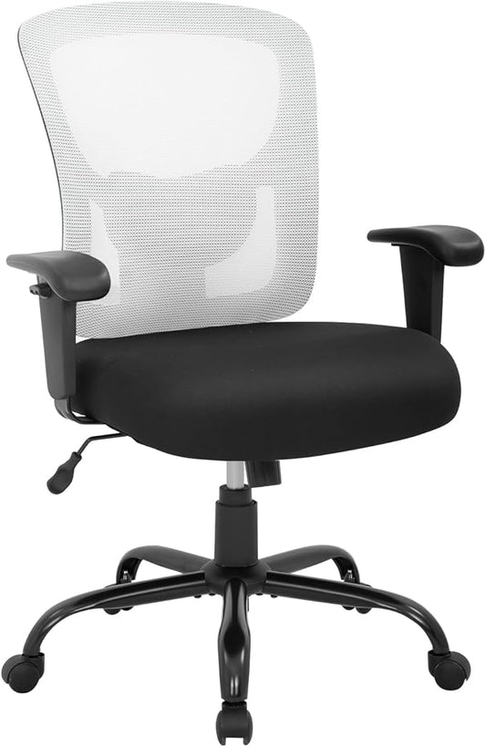 PayLessHere Ergonomic Desk Chair Office Chair Computer Chair 500lbs with Lumbar Support Wide Seat Adjust Arms Rolling Swivel High Back Task Executive Big and Tall Office Chair for Home Office，White