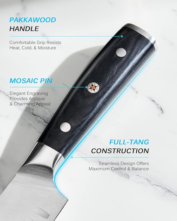 KYOKU 10" Bullnose Butcher Knife, Samurai Series Butcher Knife for Meat Cutting Chopping with Pakkawood Handle, Japanese High Carbon Steel Kitchen Knife for Professional Chef & Cook with Sheath & Case