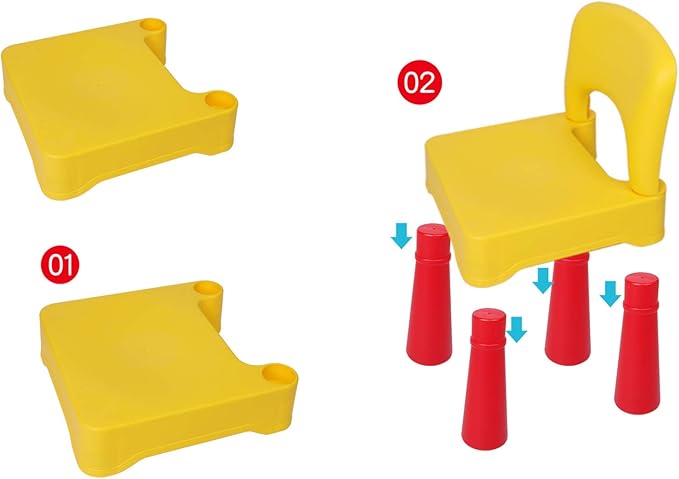 burgkidz Plastic Toddler Chair, Durable and Lightweight, 9.3" Height Seat, Indoor or Outdoor Use for Boys Girls for 18+ Months (Yellow)