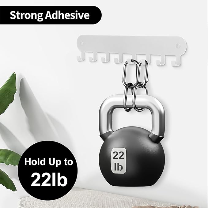 2 Pack Key Holder Wall Mount, Wall Mount Key Holder, Keys Holder On Wall, Key Hooks with 8 Hooks, Key Rack for Wall No Drill for Living Room, Kitchen, Bathroom, Garage (White)