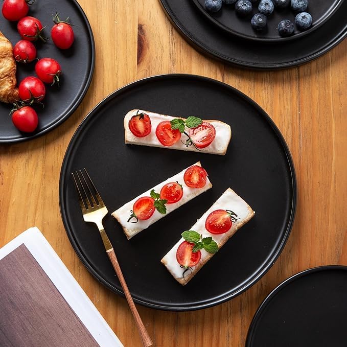 AmorArc Stoneware Dinnerware Sets for 8,Reactive Ceramic Plates and Bowls Set,Highly Chip and Crack Resistant | Dishwasher & Microwave Safe | Round Dishes Set Service for 8 (24pc)