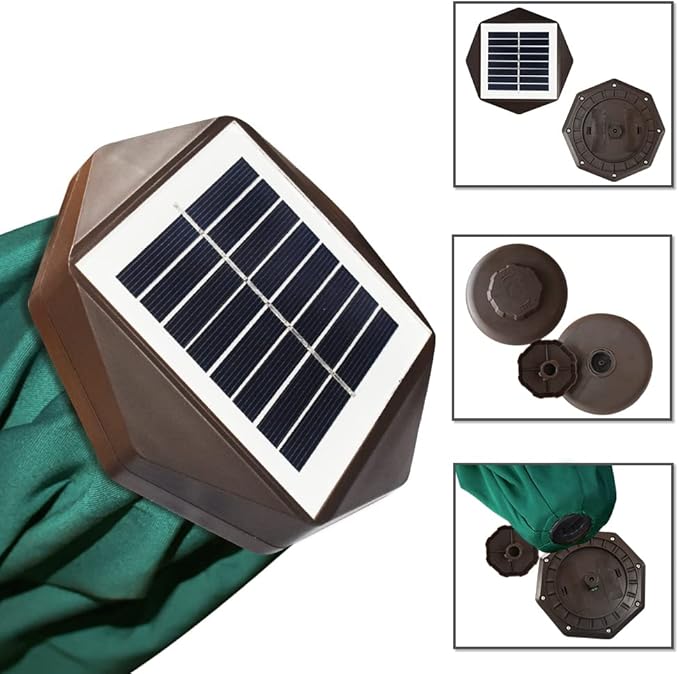 EliteShade USA 10-Year-Non-Fading Solar 9ft Market Umbrella with 80 LED Lights Patio Umbrellas Outdoor Table Umbrella with Ventilation,Forest Green