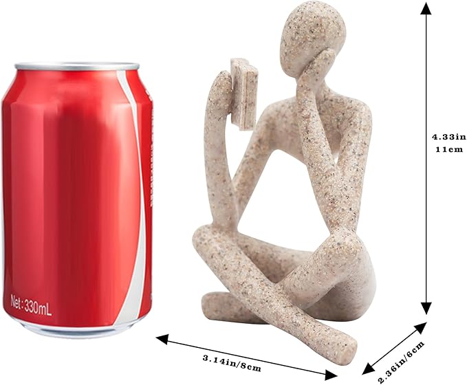 Bookshelf Decor, Reading Thinker Sculpture Figurine, Coffee Table Decor, Entry Way Table Home Decor, Decorative Statue for Living Room, Office, Bedroom, Gift