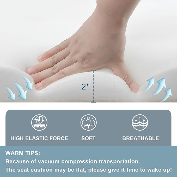 Set of 2 Outdoor Square Chair Cushions 18.5"x16"x2" for Patio, Water Resistant Patio Dining Seat Pads Replacement for Kitchen Garden and Outdoor Furniture Decoration - Damask Green