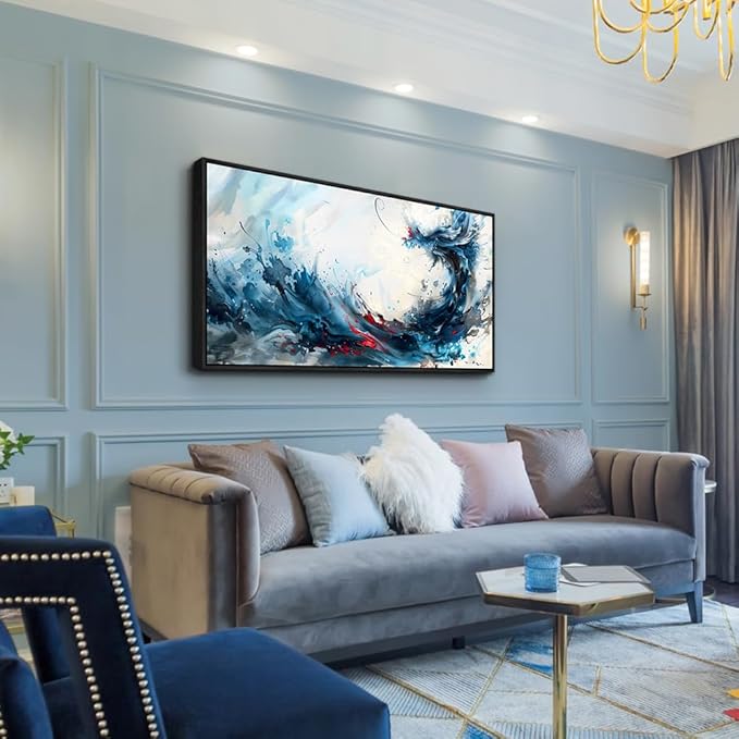 hyidecorart Canvas Prints Wall Art For Living Room Abstract Painting Wall Artworks Wall Decor for Bedroom Hang Pictures For Office Decoration Minimalism Watercolour Posters Black Framed Hotel Mural