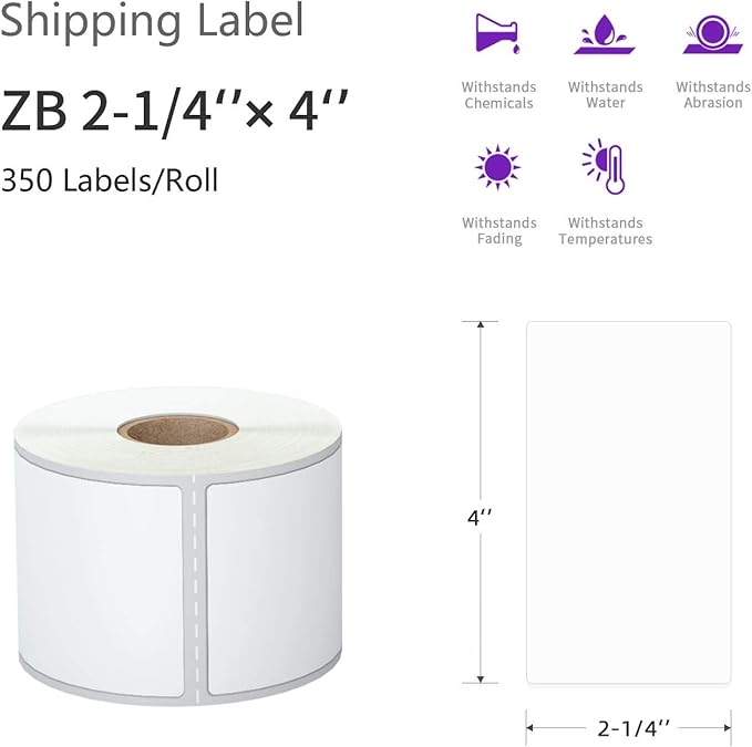 AveneMark 12 Rolls Direct Thermal Label 2.25" x 4" Shipping Labels for Mailing, Postage, Address, Perforated & Compatible with Zebra Desktop Printers & Rollo Desktop Label Printer (350 Labels/Roll)