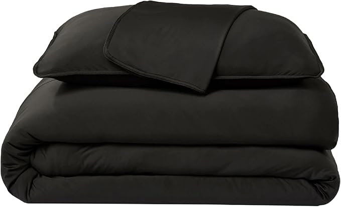 SHEEX Original Performance Cooling Duvet Cover Set, Lightweight Full/Queen Duvet Cover with 2 Standard Pillow Shams, Black