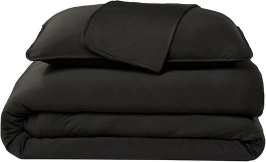 SHEEX Original Performance Cooling Duvet Cover Set, Lightweight Full/Queen Duvet Cover with 2 Standard Pillow Shams, Black
