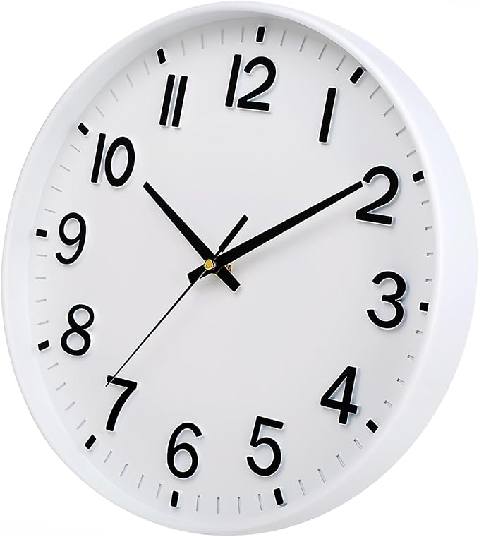 HZDHCLH White Wall Clocks Battery Operated 12 inch Silent Non Ticking Modern Wall Clock for Living Room Bedroom Kitchen Office Decor