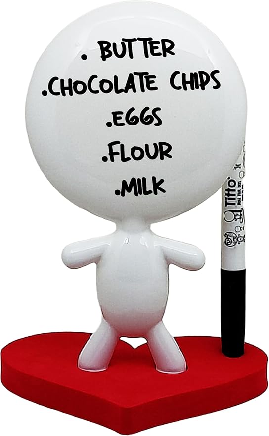 Dry Erase Board - TITTO in Love, Draw Your Ideas - Ceramic Desk Coworkers Whiteboard Doll - Red Office Decor Design - Back to School Love Gifts - RED