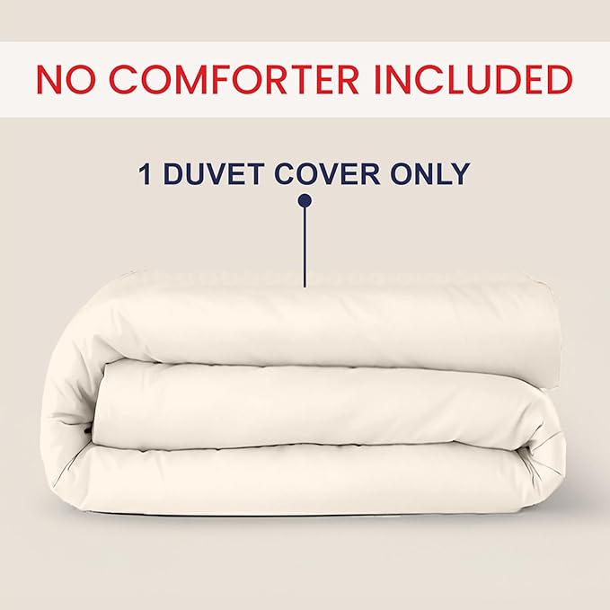 Kotton Culture 1 Pc King Size Duvet Cover Only -100% Egyptian Cotton Sateen 600 Thread Count Ultra Soft Premium Durable Comforter Cover Zipper Closure & Corner Ties (Butter, King 102"x94")