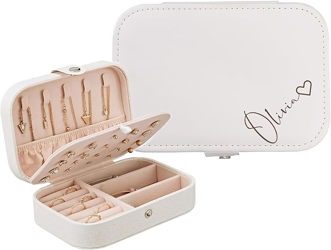 Personalized Jewelry Box Gifts for Women Custom Travel Jewelry Case Organization Leather Customized Birthday Anniversary Bridesmaid Gifts