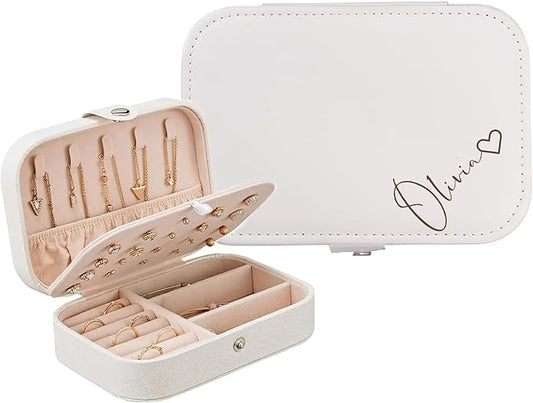 Personalized Jewelry Box Gifts for Women Custom Travel Jewelry Case Organization Leather Customized Birthday Anniversary Bridesmaid Gifts
