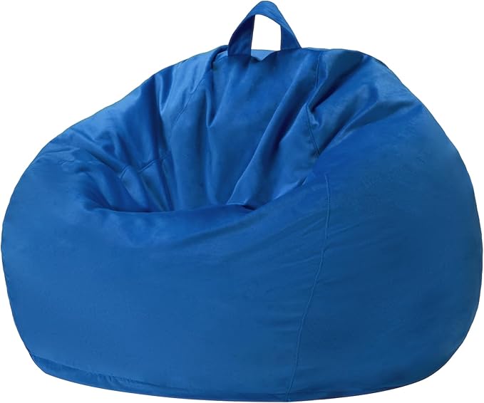 Homguava 2FT Bean Bag Chair: 2' Bean Bags with Memory Foam Filled,Comfy Beanbag Chairs Round Bean Bag Sofa with Dutch Velvet Cover-Blue