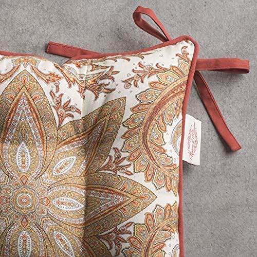 Maison d' Hermine Chair Pads for Dining Chairs Cotton Outer Fabric and Poly Filling 16"x16" Patio Seat Cushions for Furniture with Ties Home Chair Party Hall Farmhouse (Kashmir Paisley, Pack of 2)